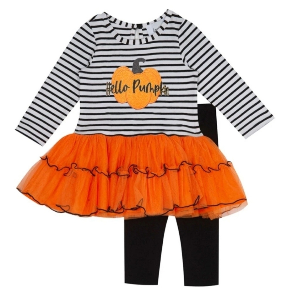 Counting Daisies Girls Thanksgiving Set Hello Pumpkin 2t Nwt Tutu Fall